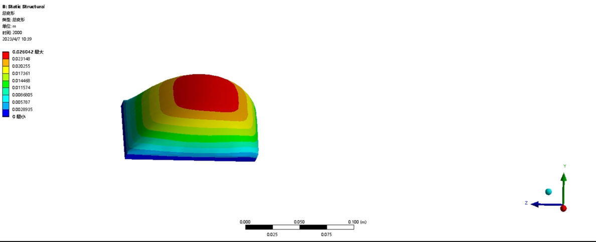 计算充气膜在风洞模拟中的位移变化量